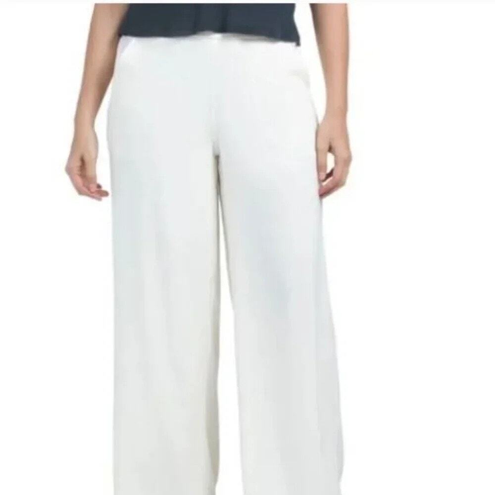 Max Studio London Ivory Wide Leg Trousers Pants Pullon Women's Size X-Large
